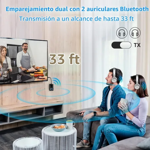 Vista 6 de Adaptador de transmisor Bluetooth 5.3 para avión Receptor transmisor de audio inalámbrico Bluetooth 2 en 1 para conectores auxiliares de 0.138 in