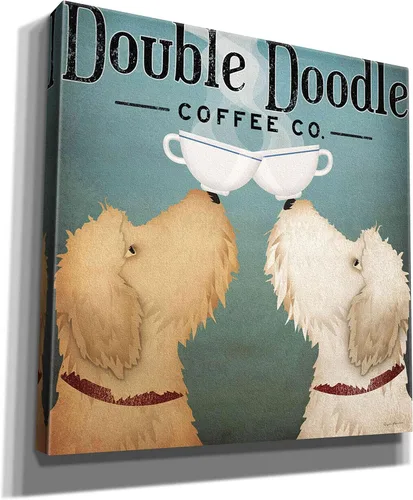 Vista 2 de Epic Graffiti 'Doodle Coffee Double III' por Ryan Fowler, arte de pared en lienzo giclée, 12 x 12 pulgadas