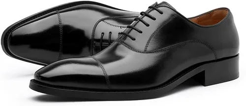 Vista 4 de DESAI Zapatos de vestir para hombre con cuero genuino en zapatos clásicos formales de cuero Oxford para hombres