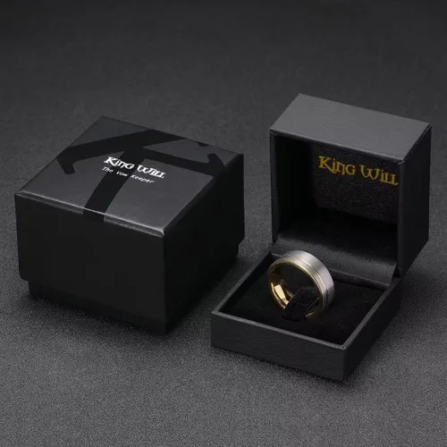 Vista 13 de King Will Anillo de boda de carburo de tungsteno para hombre con diseño de ranura, 6/7/0.315 in de ancho, acabado cepillado/pulido para hombre
