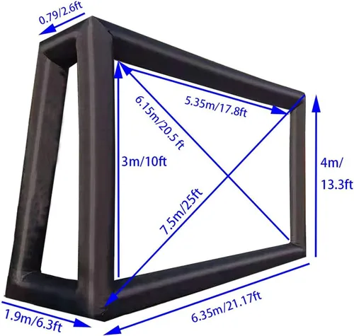 Vista 5 de Fitnessandfun Pantalla de cine inflable de 25 pies para exteriores, soplador de cine al aire libre, pantalla de proyección portátil frontal