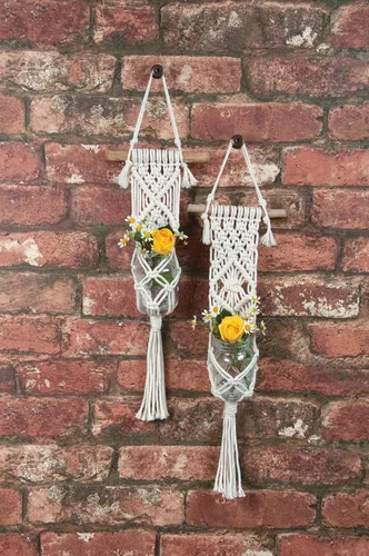 Vista 2 de SOLID OAK MACRAME PLNT HNGR KT TWO MINIS, US:Talla única
