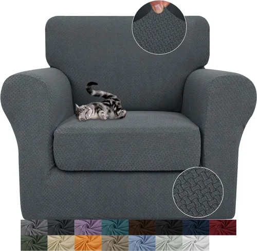 Vista 45 de JIVINER Fundas de sofá de 3 piezas para sofá de 2 cojines, funda elástica para sofá con 2 fundas de cojín de asiento extra grandes, fundas de sofá