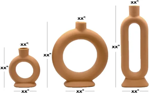 Vista 8 de Koyal Wholesale Portavelas de cerámica abstractos para candelabros, juego de 3 - terracota mate