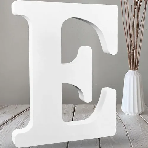 Vista 14 de AOCEAN Letras de madera grandes blancas de 12 pulgadas, letras de madera sin terminar para decoración de pared, letras decorativas de pie
