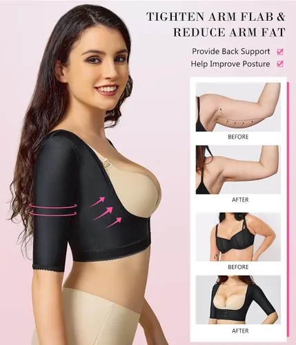 Vista 4 de BRABIC Faja moldeadora para mujer para poscirugía y manga de compresión para moldeador de brazos