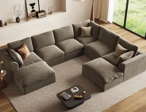 Vista 40 de Sofás seccionales Cloud de 110 pulgadas para sala de estar, sofá convertible sin hueso en forma de L con otomana, juego de sofá modular de gran