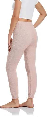 Vista 5 de Famulily Pantalones acogedores suaves y mullidos para mujer ropa de descanso de invierno pantalones casuales de cintura alta con puños