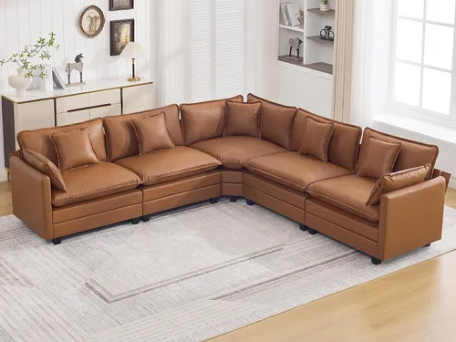 Vista 60 de Sofá modular en forma de nube de 113 pulgadas, sofás de asiento profundo de gran tamaño para sala de estar, sofá modular tapizado de chenilla