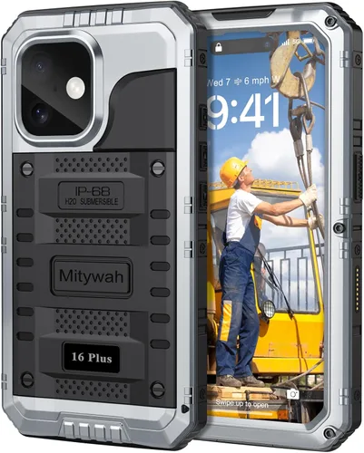 Vista 62 de Mitywah Funda impermeable para iPhone 7/iPhone 8 / iPhone SE 2020, funda de metal resistente de grado militar, protección de cuerpo completo