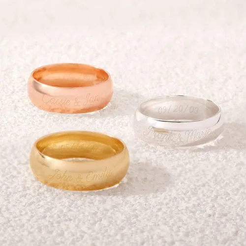Vista 4 de EVE'S ADDICTION Custom Engraved Sterling Silver Men's & Women's 6mm Ring (ring sizes 5 to 13) Personalized Wedding Bands - Class Rings - Initial Ring