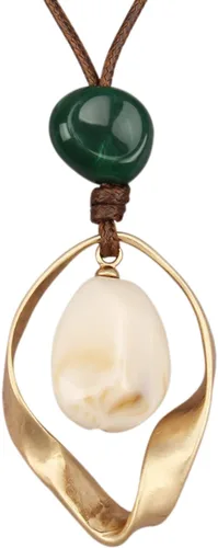 Vista 93 de Collares bohemios para mujer, colgante largo de madera, collar vintage, collar de cadena de suéter, joyería hecha a mano Collar de cuentas