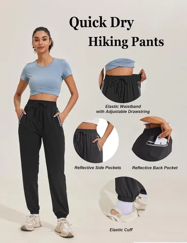 Vista 3 de Pinspark Pantalón de senderismo para mujer con bolsillos con cremallera