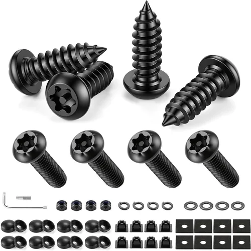 Vista 15 de Juego de tornillos antirrobo para placa de matrícula para asegurar marcos y cubiertas, pernos para placa de matrícula, tornillos M6 (1/4") a prueba