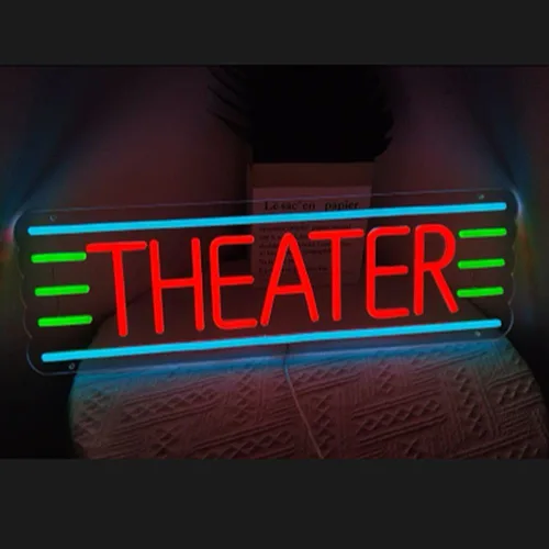 Vista 2 de Letrero de neón LED de teatro, decoración de habitación, letreros de neón personalizados para decoración de teatro, luz LED de neón personalizada
