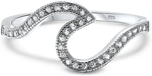 Vista 3 de Oxford Diamond Co . Anillo de plata de ley 925 con diseño de ondas en colores disponibles