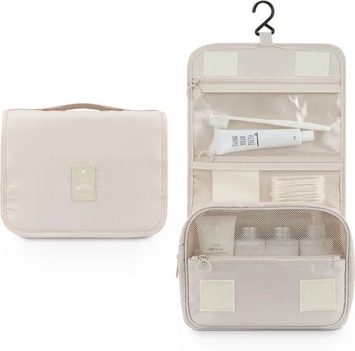 Vista 2 de Bolsa de aseo colgante Mossio - Organizador de viaje grande para cosméticos y maquillaje para hombres y mujeres con gancho resistente
