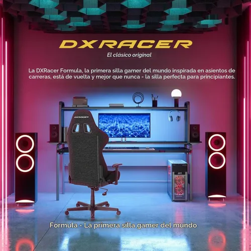 Vista 6 de DXRacer Formula - Silla ergonómica para computadora y videojuegos, reposacabezas de espuma viscoelástica, soporte lumbar, tela resistente al agua