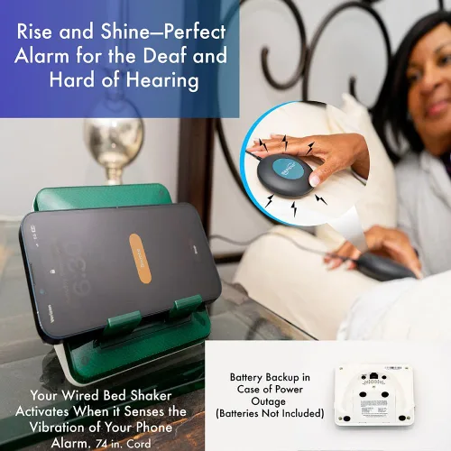 Vista 4 de Serene Innovations Amplificador de timbre de teléfono celular y timbre inalámbrico con agitador de cama, timbre externo para teléfono celular