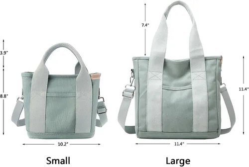 Vista 2 de Bolso pequeño con cremallera para mujer, bolso de lona con bandolera, bolso de hombro, bolso de mensajero, bolso tipo hobo 2025 de Halemet
