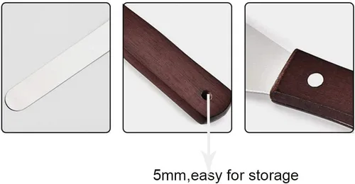 Vista 4 de Espátula recta de glaseado de 6 pulgadas, espátula de glaseado de acero inoxidable, espátula para decoración de pasteles con mango de madera, juego