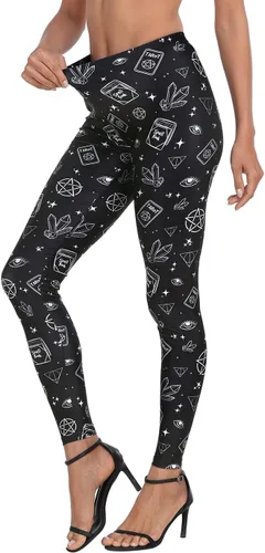 Vista 5 de HDE Leggings de entrenamiento con diseño de moda. Divertidos estampados impresos con gráficos de moda