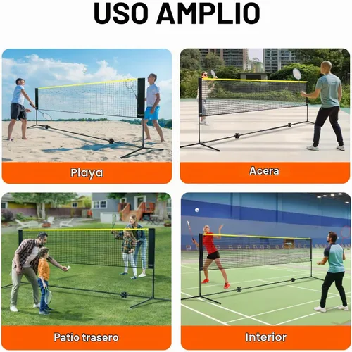 Vista 6 de VEVOR Badminton Net, Height Adjustable Volleyball Net, Wide Foldable Pickleball Net, Portable Easy Setup Tennis Net Set with Poles, Stand and Carry