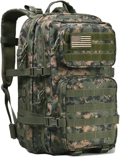 Vista 14 de REEBOW GEAR - Mochila táctica militar para hombres, mochila grande del ejército, paquete de asalto de 3 días, mochila Molle, Negro, Grande - 40 l