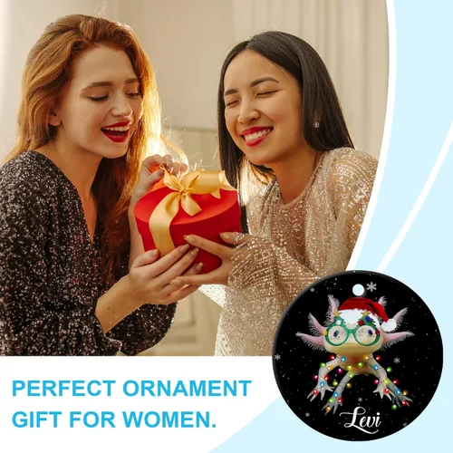 Vista 3 de HYTURTLE Adorno de Navidad personalizado de ajolote 2023 – Nombre personalizado para niños/niñas, bonitos adornos de Navidad para niños, adornos