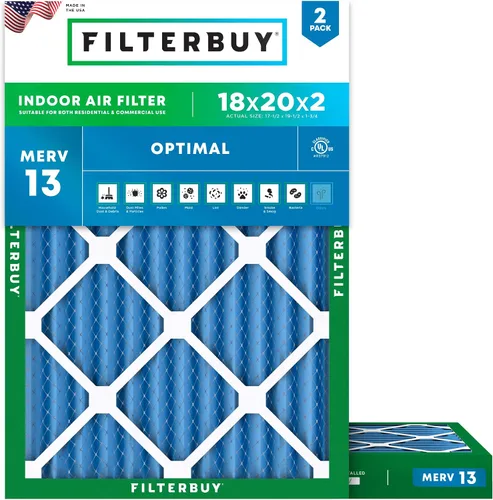 Vista 40 de Filterbuy Filtro de aire MERV 13 de 8 x 14 x 1 pulgadas, protección óptima contra el humo y la alergia (paquete de 2), filtros electrostáticos
