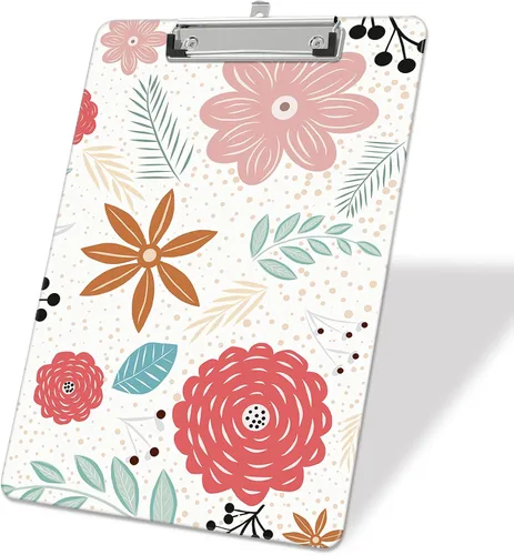 Vista 23 de Portapapeles de plástico A4, lindo portapapeles con clip tamaño carta estándar 9 x 12.5 pulgadas, decorativo para oficina para estudiantes, mujeres