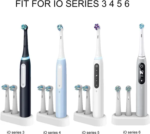 Vista 2 de Soporte para cepillos de dientes, base de soporte de repuesto compatible con cepillo de dientes eléctrico Oral B y 2 cabezales de cepillo