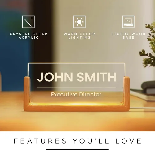 Vista 5 de Placa de nombre personalizada para escritorio de negocios, regalo de oficina personalizado para compañero de trabajo, jefe o gerente, placa