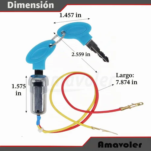 Vista 2 de Interruptor de Encendido de 2 Cables Interruptor de Arranque con Llave con 2 Llaves Encendido-Apagado Apto para Scooter Eléctrico ATV Ciclomotor Go