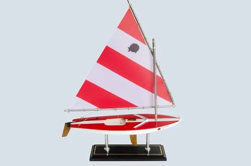 Vista 7 de LK Decoración de barco de vela modelo Sunfish de madera 16"-10