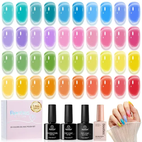 Vista 18 de Juego de esmalte de uñas de gel Beetles Cat Eye - 24 piezas, 20 colores de esmalte de uñas de gel con brillantina, cambia de color oscuro, kit
