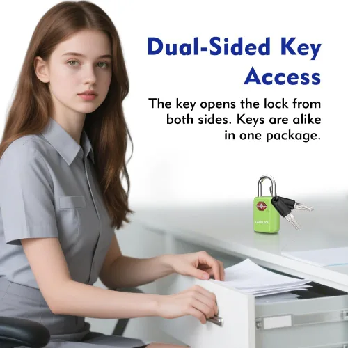 Vista 4 de Sure Lock Cerraduras de equipaje aprobadas por la TSA con llaves para viajes, cuerpo de aleación de zinc con grillete de acero, llave similar, llave