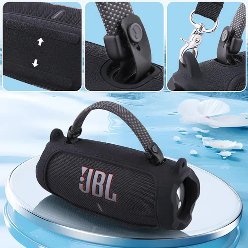 Vista 39 de Funda de silicona compatible con JBL Charge 5 Altavoz Bluetooth portátil impermeable (Cubierta de silicona negra)