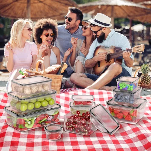 Vista 7 de 40 recipientes de plástico para almacenamiento de alimentos con tapas herméticas, sin BPA, contenedores para preparación de comidas a prueba