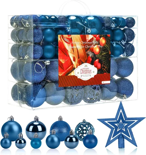 Vista 8 de Aitsite Juego de 100 adornos para árbol de Navidad, miniesferas inastillables para decoración de Navidad (negro)