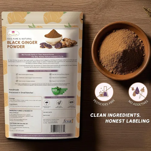 Vista 4 de Ayur Aranya - Polvo de jengibre negro 100% puro, 1.76 oz, polvo de raíz de parviflora Kaempferia, resistencia natural y potenciador de energía