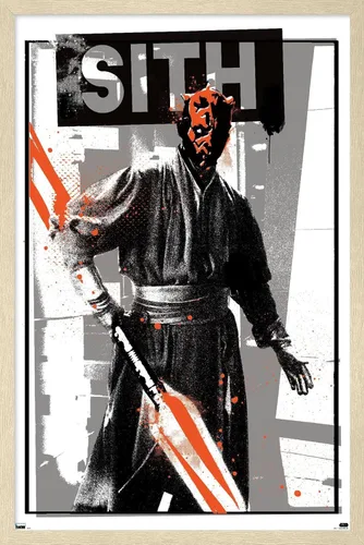 Vista 7 de Trends International Star Wars: The Phantom Menace - Póster de pared de Darth Maul Glitch, 22.4 pulgadas de largo x 14.7 W, versión enmarcada