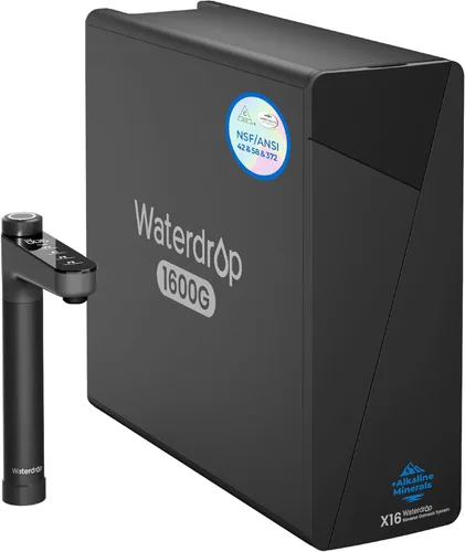 Vista 10 de Waterdrop X16 - Filtro de agua por ósmosis inversa alcalina, certificado NSF/ANSI 42 & 58 & 372, sistema RO de 1600 GPD, filtración de 11 etapas