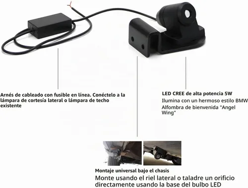 Vista 2 de iJDMTOY luz de bienvenida con alas de ángel estilo Bimmer, micro-óptica LED, luz de alfombra, ajuste universal compatible con cualquier auto, SUV