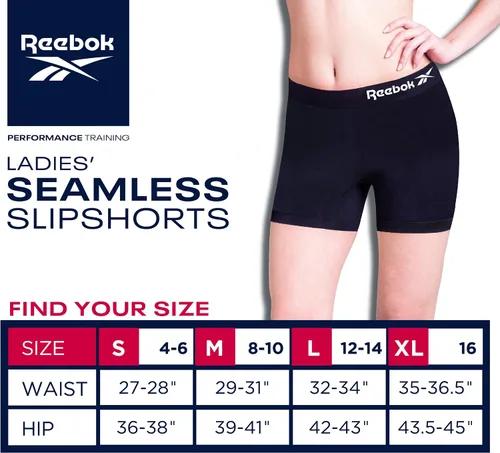 Vista 7 de Reebok Ropa interior para mujer y niño, paquete de 6 pantalones cortos de pierna larga sin costuras para mujer