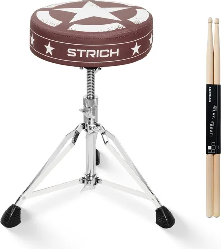 Vista 8 de STRICH Drum Throne, taburete de tambor acolchado ajustable en altura, silla giratoria de tambor resistente, taburete acolchado de doble soporte