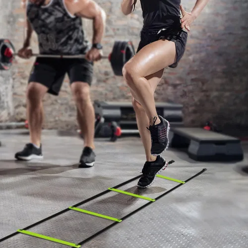 Vista 8 de GHB Pro Agility Ladder Agility Training Ladder Speed 12 Rung 20ft with Carrying Bag Verde