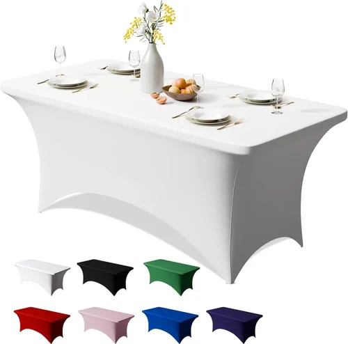 Vista 14 de Trlyc Paquete de 1 mantel rectangular de elastano de 4 pies – 48 x 30 pulgadas, resistente a las arrugas, para bodas, fiestas, banquetes, picnic