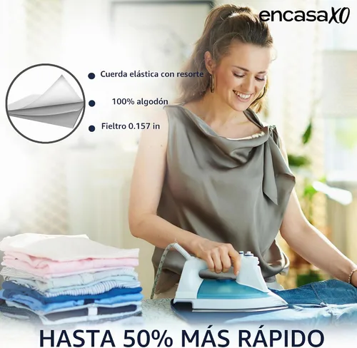 Vista 4 de Encasa XO Funda y Almohadilla para Tabla de Planchar 49"x18" - Cubierta de Fieltro de 4mm para Tabla de Planchar Ancha con Acolchado - Resistente al