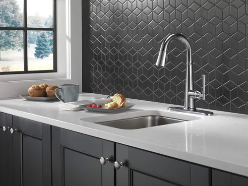 Vista 8 de Delta Faucet Lumicoat Arctic Stainless 9982-AR-PR-DST - Grifo de barra de níquel cepillado, grifo de fregadero de barra con rociador extraíble